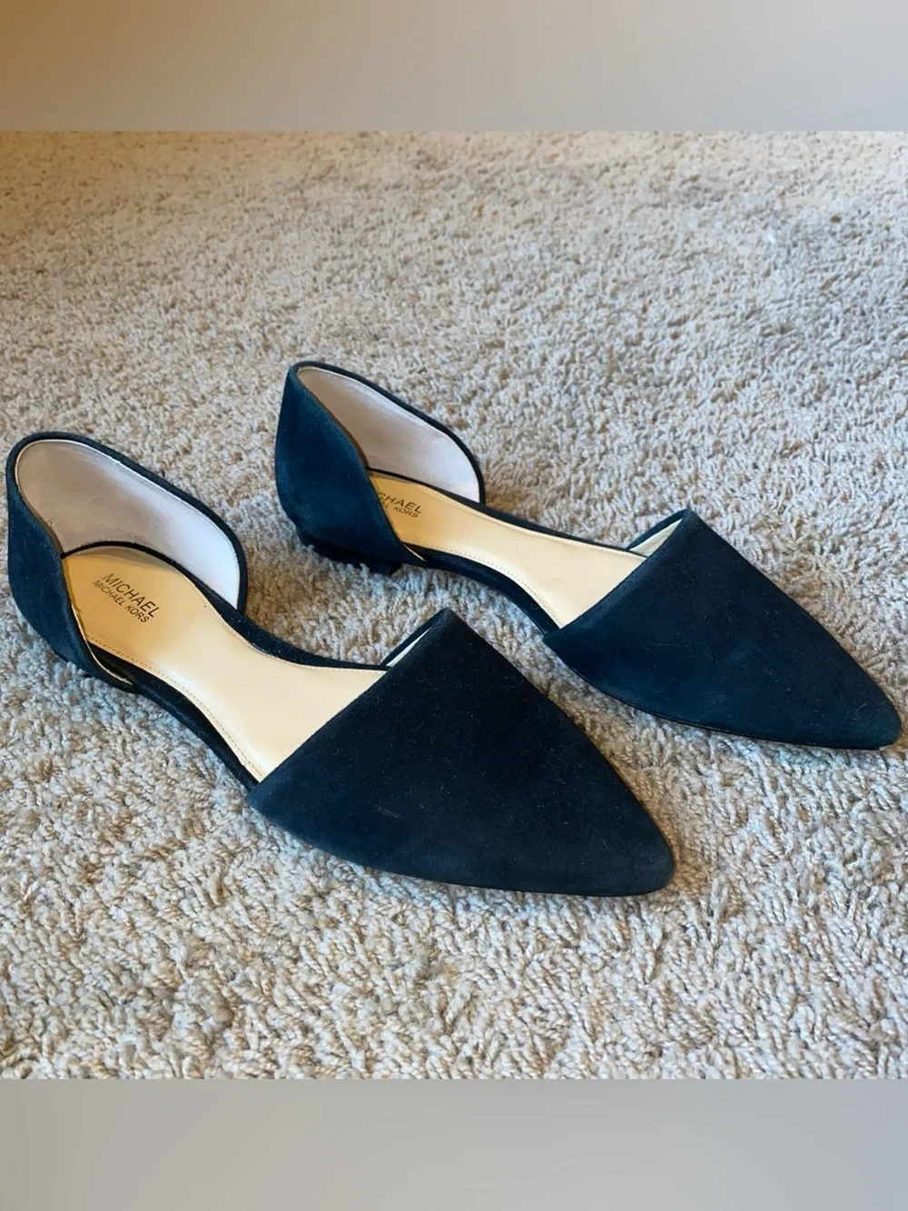 Michael Kors D'Orsay Black Suede Shoes 8.5 M Pointed Toe Leather Career Casual